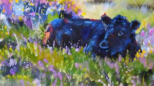 The Sunday Art Show - Black Cow in Landscape Painting